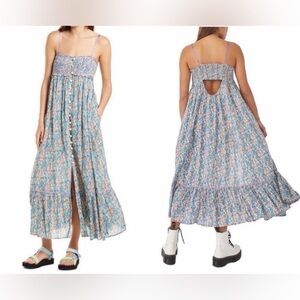Free People Molly Jo Dress Blossom Boho Smocked Sundress Cottagecore Festival, M